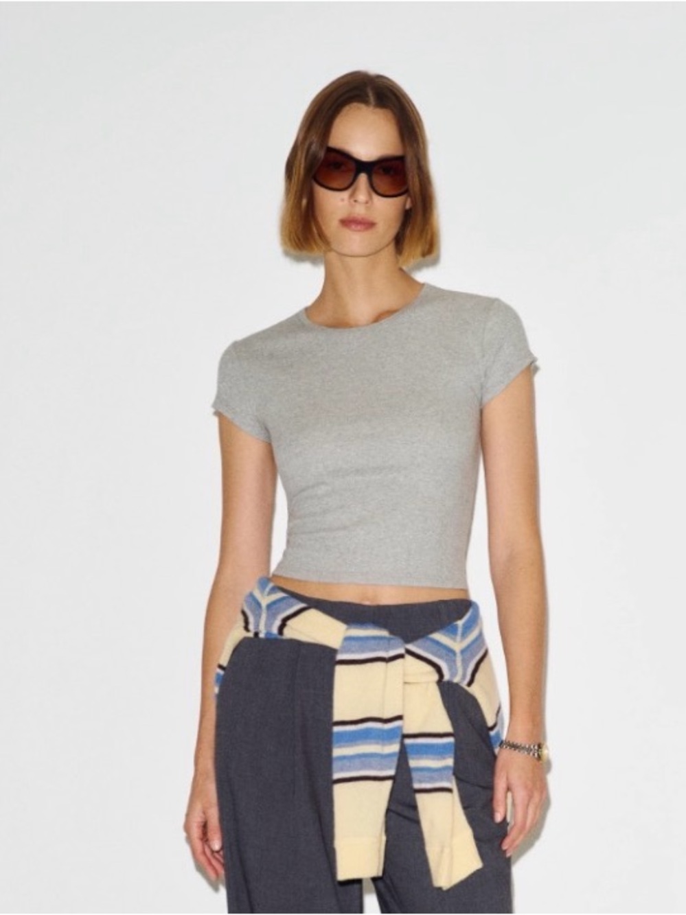 Reformation Tee In Heather Grey Sz L